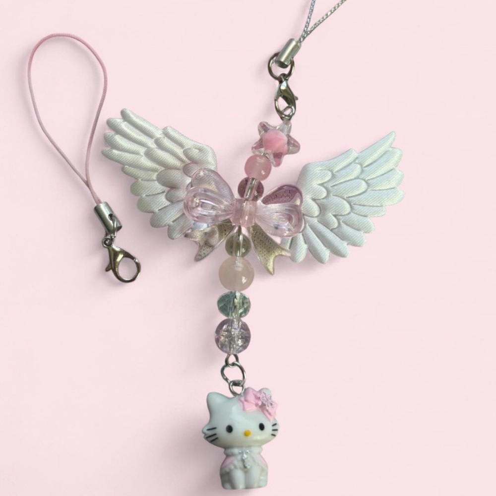 Sanrio Charmmy Kitty Pink White Angel Wing Charm Phone Strap
